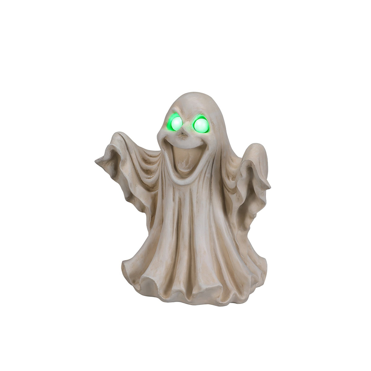 Halloween Ghost Figurine with LED Light Up Eyes - White