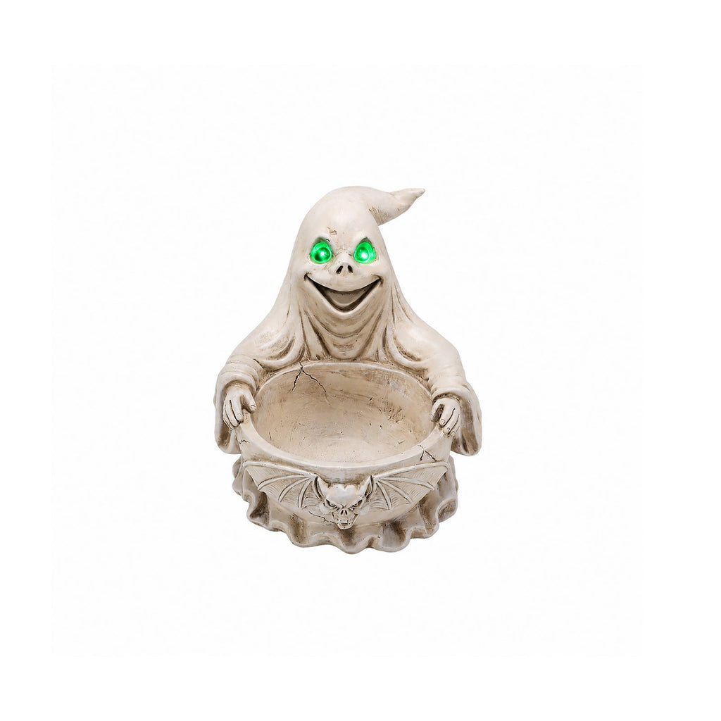 Halloween Ghost Storage Bowl Figurine with LED Light - White
