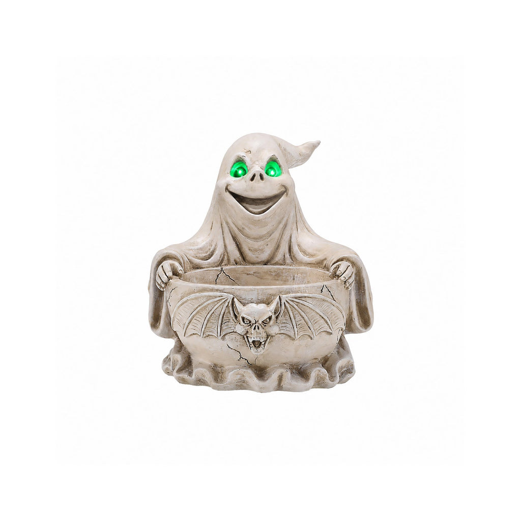 Halloween Ghost Storage Bowl Figurine with LED Light - White