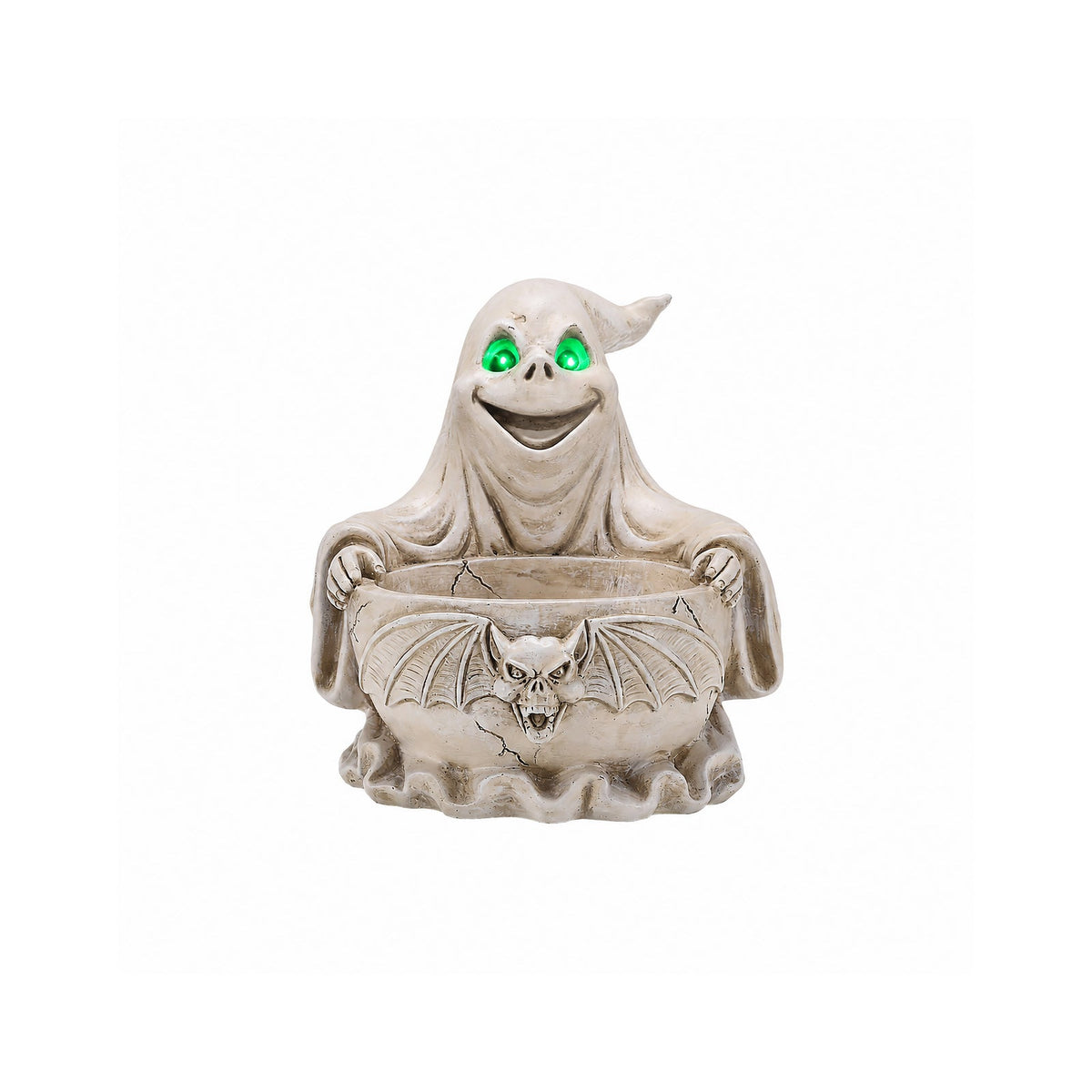 Halloween Ghost Storage Bowl Figurine with LED Light - White
