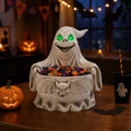 Halloween Ghost Storage Bowl Figurine with LED Light - White