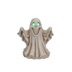 Halloween Ghost Figurine with LED Light Up Eyes - White