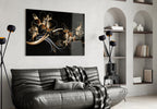 Golden Black Lily Elegance Glass Wall Art