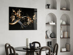 Golden Black Lily Elegance Glass Wall Art