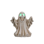 Halloween Ghost Figurine with LED Light Up Eyes - White