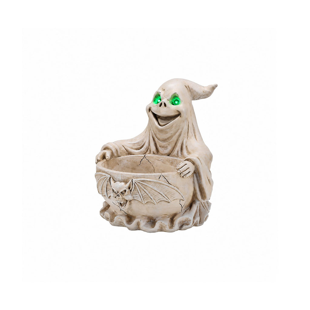 Halloween Ghost Storage Bowl Figurine with LED Light - White